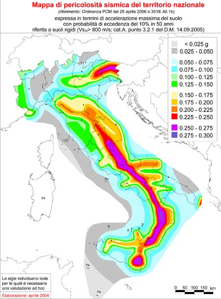 Mappa di pericolosità sismica