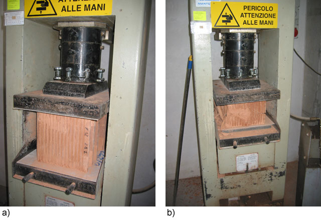 Prova a compressione su blocco in laterizio