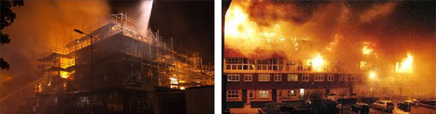 Incendio di edifici residenziali in Inghilterra