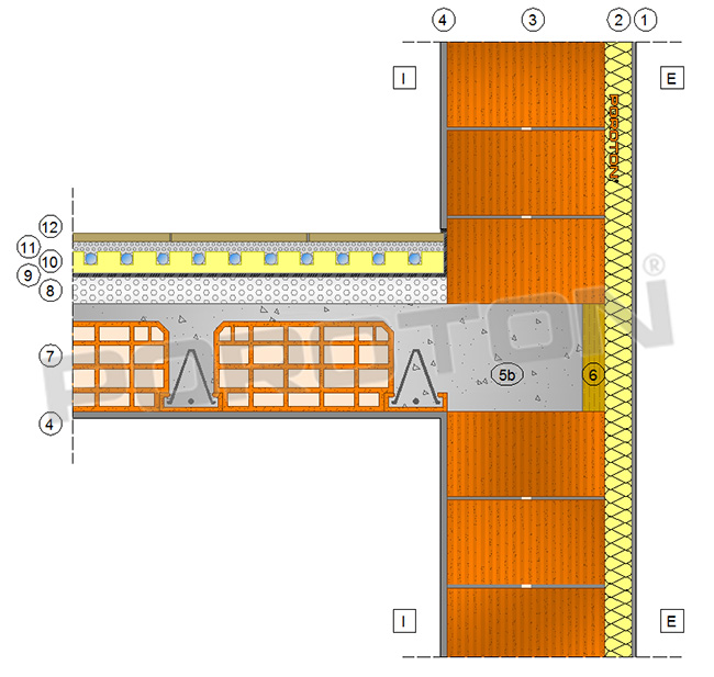 Dettaglio costruttivo ponte termico parete portante solaio