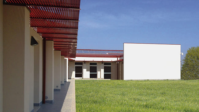 Edificio scolastico realizzato nella ricostruzione post-terremoto Emilia 2012.